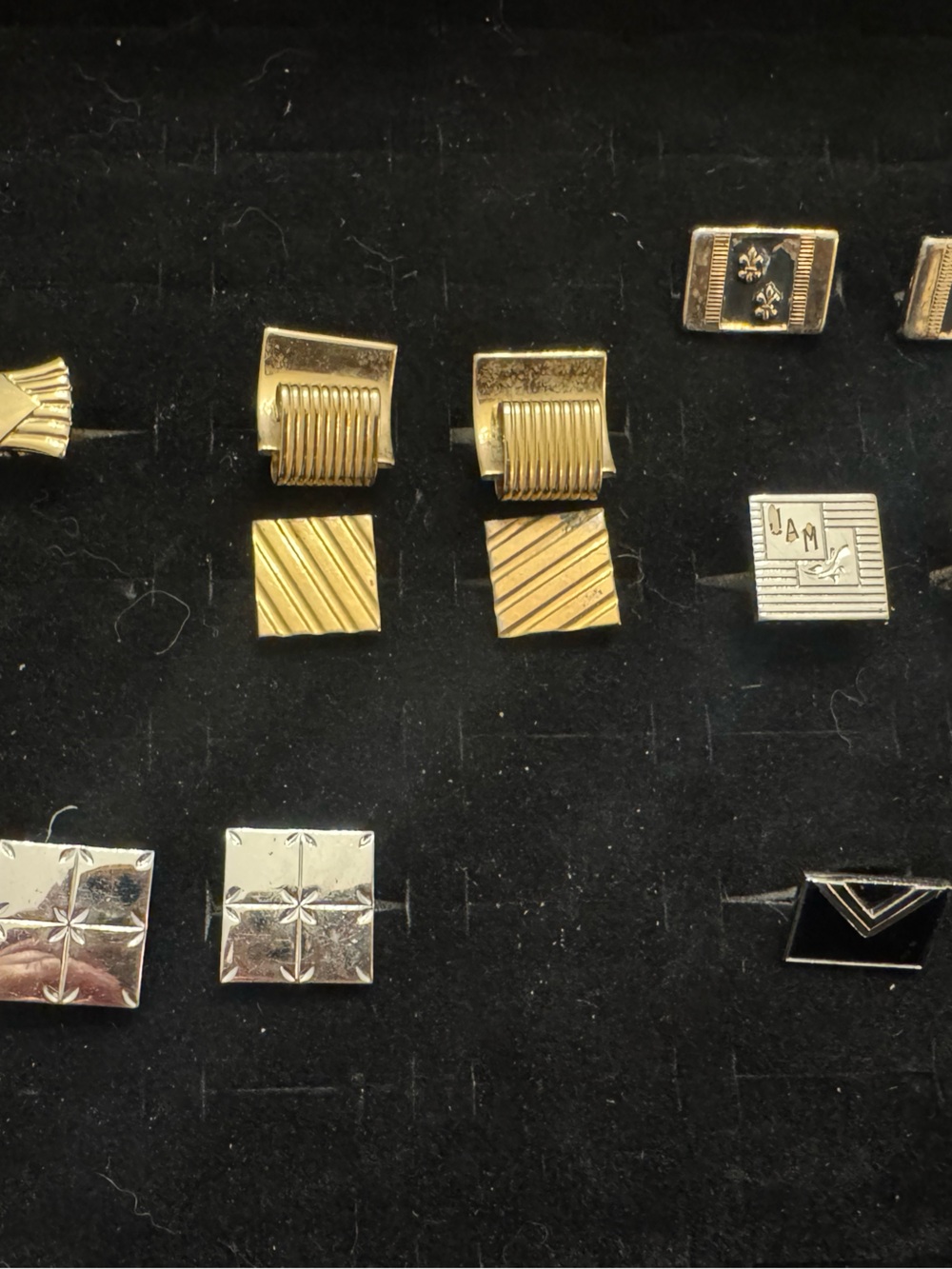 Vintage Cufflinks Lot 7 Pairs Gold Silver Tone Enamel Monogram Men’s Jewelry